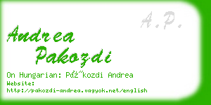 andrea pakozdi business card